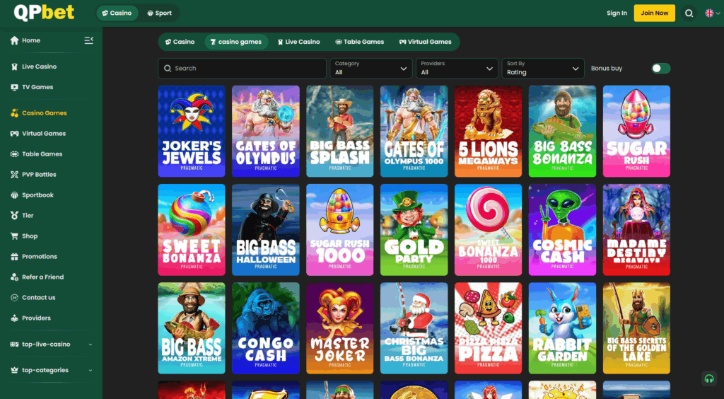 QPBET Casino Game Screenshots