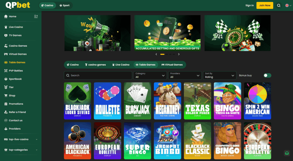 QPBET Table Game Screenshot