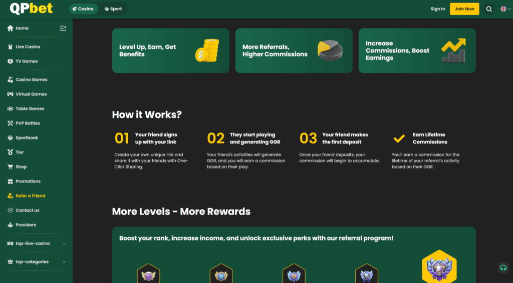 QPBET recommend friends up to 55 rebate screenshot