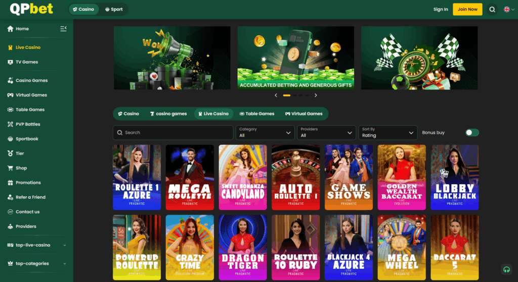 Screenshot of QPBET Live Casino Game